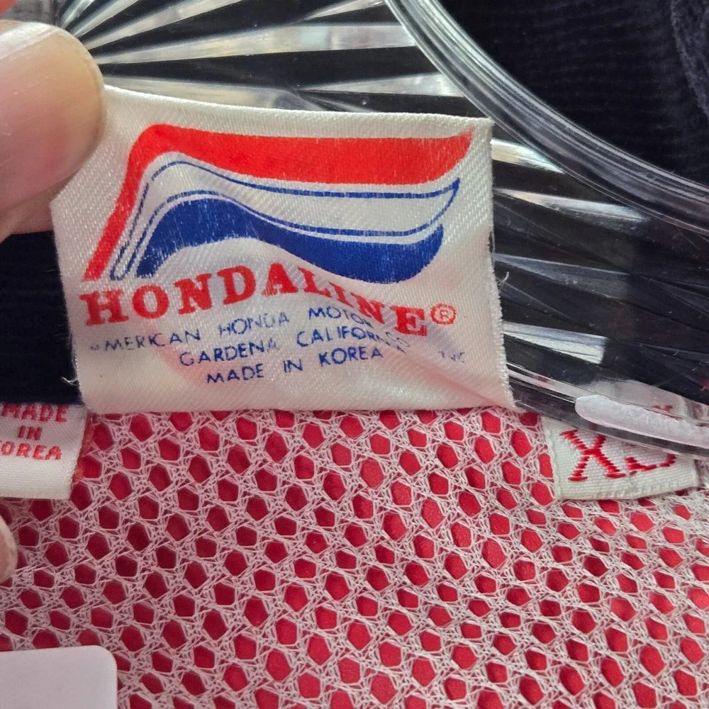 VINTAGE Honda Men Pants XS Red White Blue Colorblock Jumpsuit Racing Hood READ